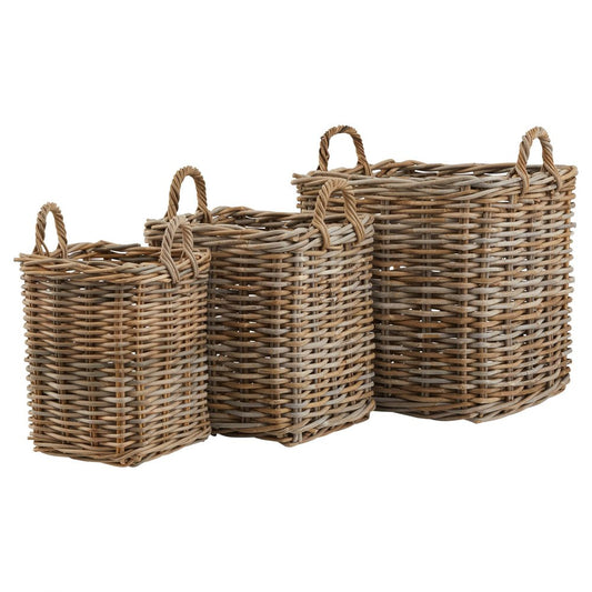 Hill Interiors Set of 3 Kubu Rattan Square Storage Baskets